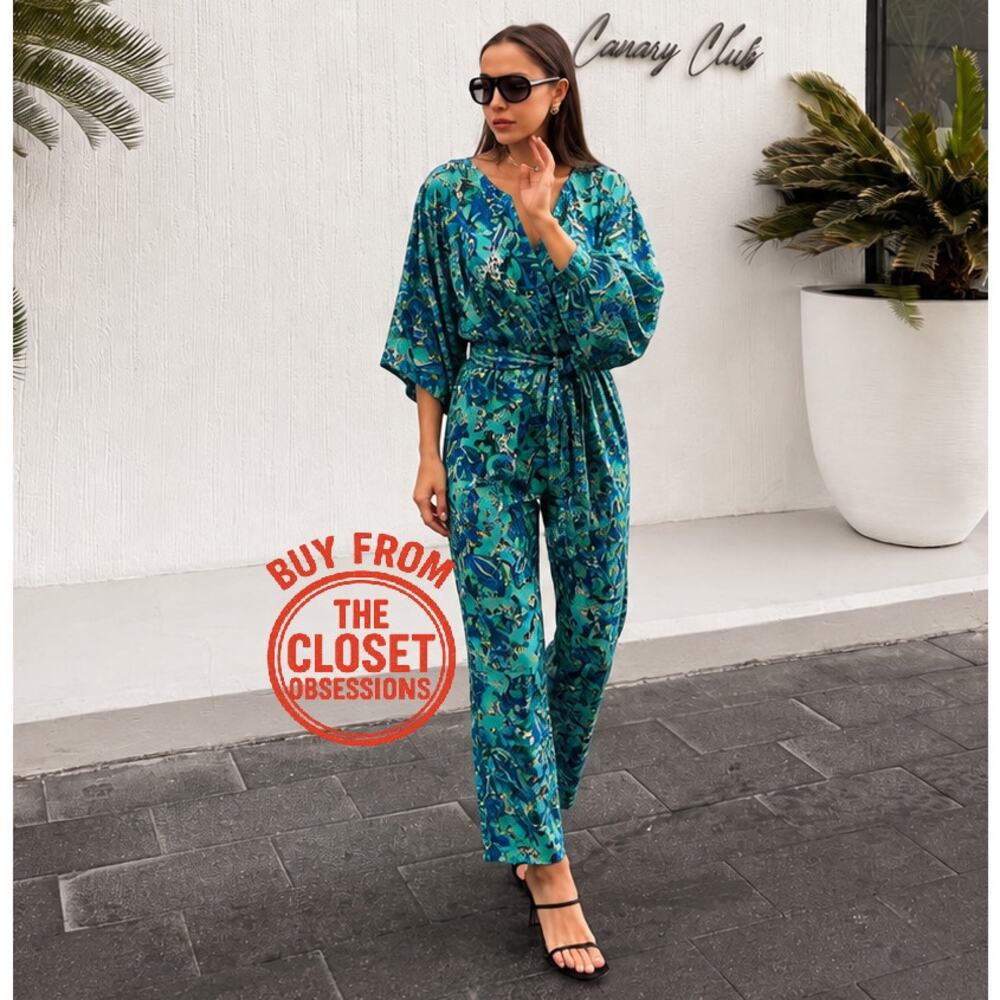 Zara NWT Blue Paisley Belted Wide Leg Jumpsuit S - Picture 10 of 16